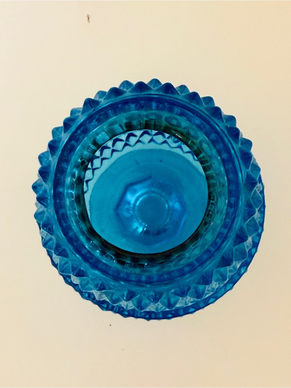 Vintage Indiana Glass Diamond Point Fairy Lamp Ice Blue Kimberlite MCM - Picture 6 of 7